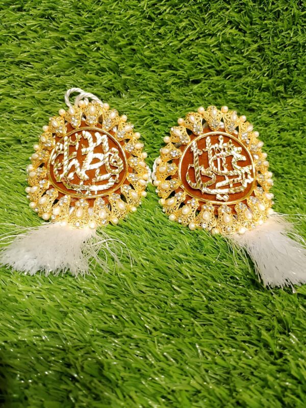 Elegant golden imam zamin with pearls and zircon.