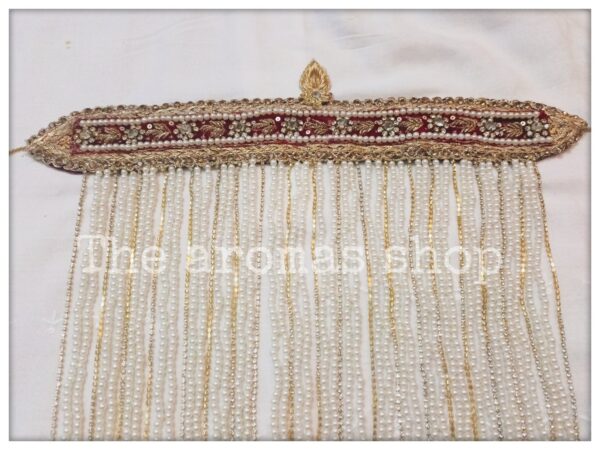 Gold Embroidered sehra with pearls - Image 3