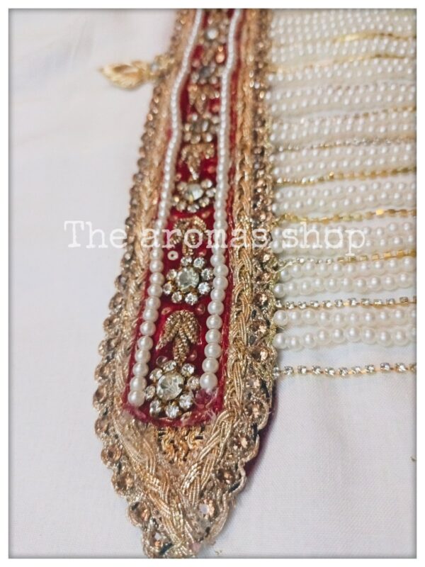 Gold Embroidered sehra with pearls